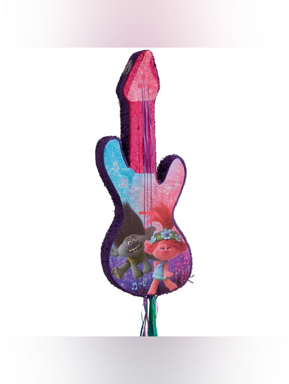 Trolls Guitar Pull-String Piñata - Purple, Pink & Blue